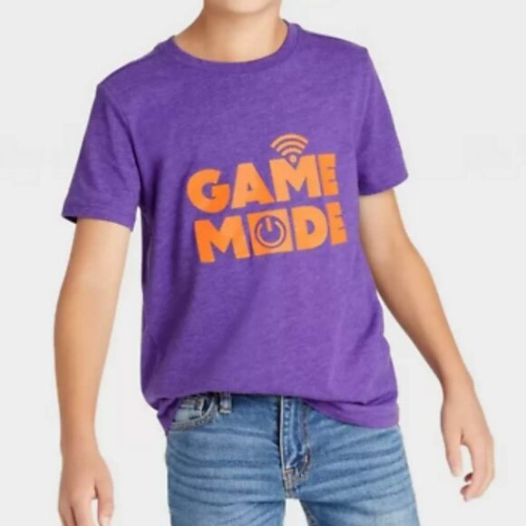 Cat & Jack™ - Boys' Short Sleeve 'Game mode' Graphic T-Shirt -Purple S - Picture 2 of 7